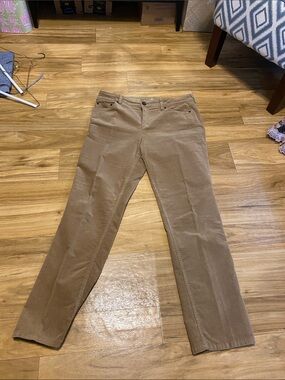 St. John’s Bay Women's Corduroy Jeans in Tan - Classic Straight Fit; size 14